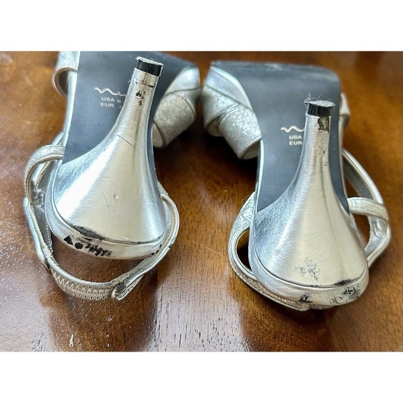 ✨Nina Nazlee Silver Glitter Strappy Heels Elegant Party Shoes Size 6.5M✨ - Picture 3 of 5